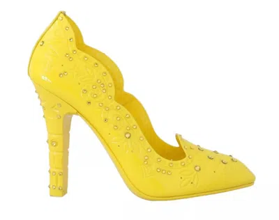 Dolce & Gabbana Yellow Crystal Cinderella Heels Pumps Shoes