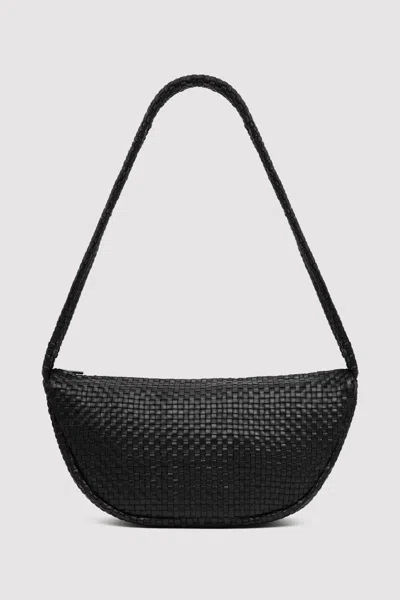 St Agni Lattice Weave Crescent Bag In Black
