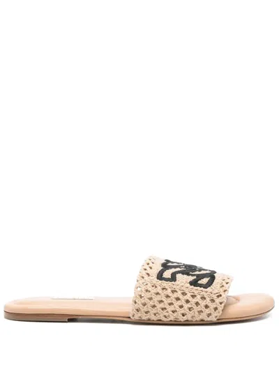 Casadei Segmented Sole Open Toe Flat Sandals In Neutral