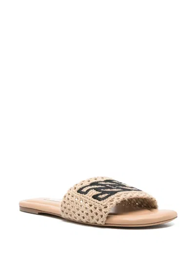 Casadei Segmented Sole Open Toe Flat Sandals In Neutral