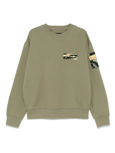 Givenchy Sweatshirt In Fleece With Camo Patches In Light Khaki