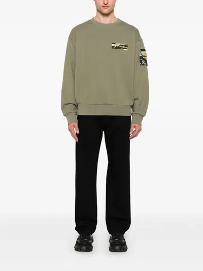 Givenchy Sweatshirt In Fleece With Camo Patches In Light Khaki