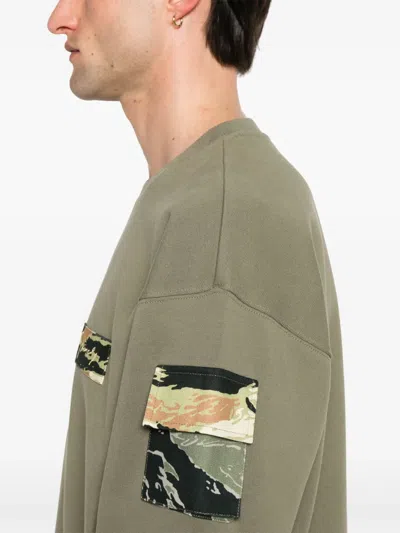 Givenchy Sweatshirt In Fleece With Camo Patches In Light Khaki