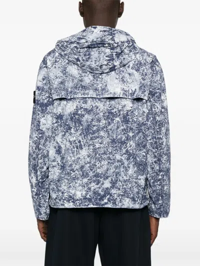 Stone Island Compass-motif Jacket In Blue