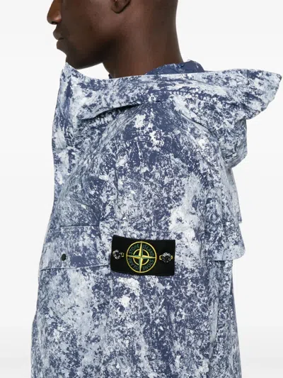 Stone Island Compass-motif Jacket In Blue