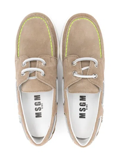 Msgm Suede Boat Shoes In Neutrals