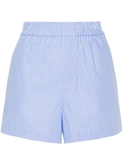 Modes Garments Striped Cotton Shorts In Blue