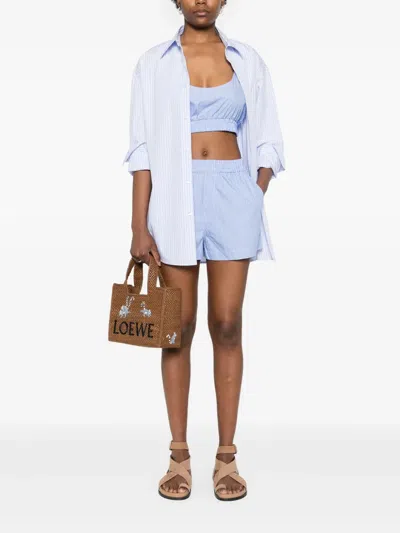 Modes Garments Striped Cotton Shorts In Blue