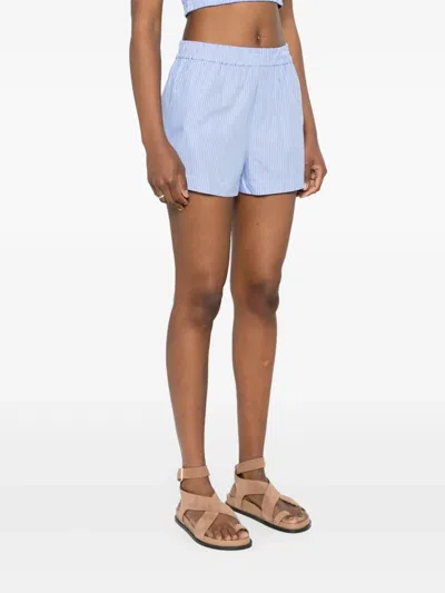Modes Garments Striped Cotton Shorts In Blue