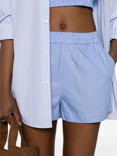Modes Garments Striped Cotton Shorts In Blue
