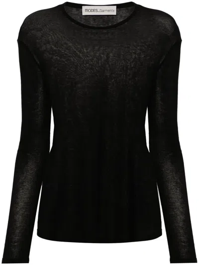 Modes Garments Long-sleeve Cotton T-shirt In Black