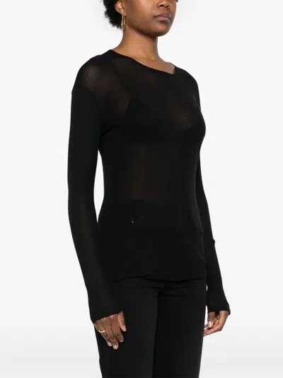Modes Garments Long-sleeve Cotton T-shirt In Black