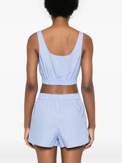 Modes Garments Striped Crop Top In Blue