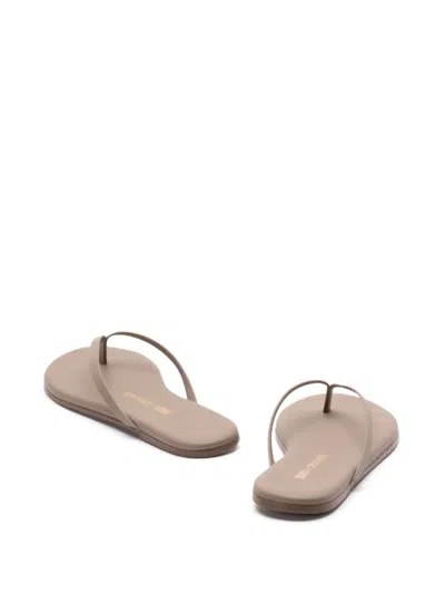 Tkees Dove Grey Leather Lily Liners Thong Slippers In Gray