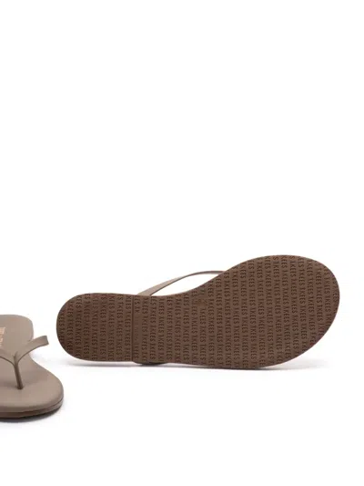 Tkees Dove Grey Leather Lily Liners Thong Slippers In Gray