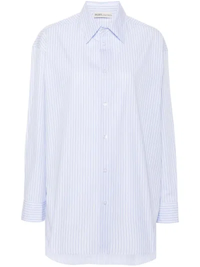 Modes Garments Striped Cotton Shirt In Blue