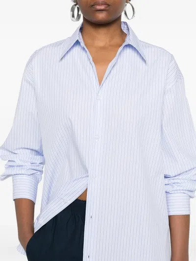 Modes Garments Striped Cotton Shirt In Blue