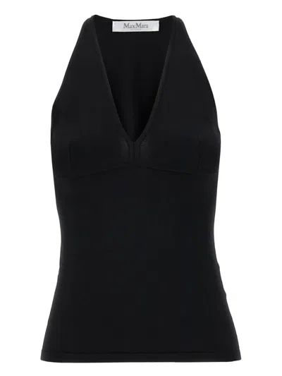 Max Mara '1234 Armida' V-neck Top In Black