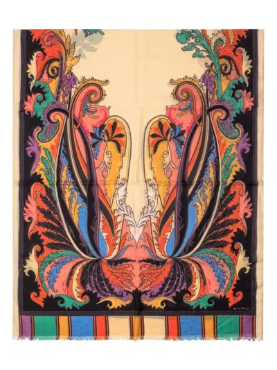 Etro All-over Printed Scarf In Neutrals
