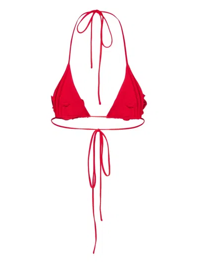 Magda Butrym 3d-flower Crochet Bikini Top In Red
