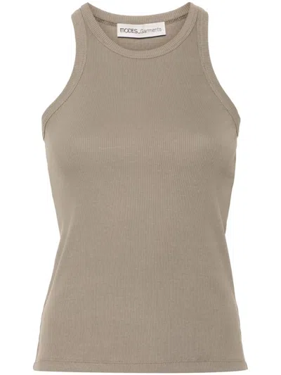 Modes Garments Ribbed Tank Top In Neutral