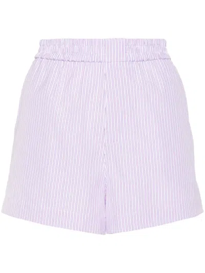 Modes Garments Striped Cotton Shorts In Pink