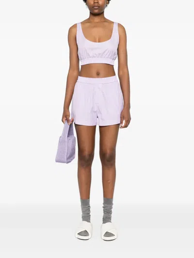 Modes Garments Striped Cotton Shorts In Pink