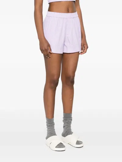 Modes Garments Striped Cotton Shorts In Pink