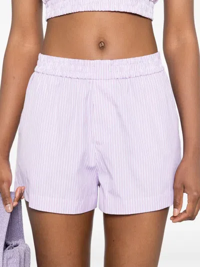 Modes Garments Striped Cotton Shorts In Pink