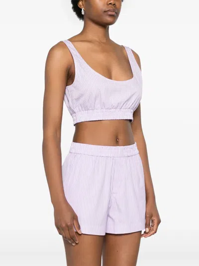 Modes Garments Striped Crop Top In Pink