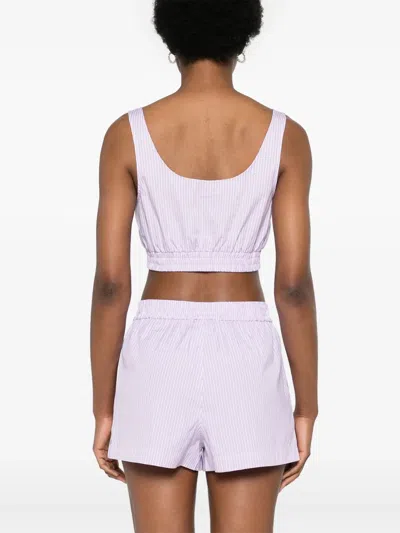 Modes Garments Striped Crop Top In Pink