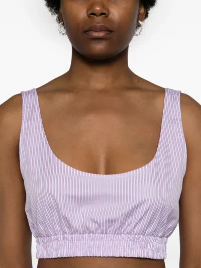 Modes Garments Striped Crop Top In Pink