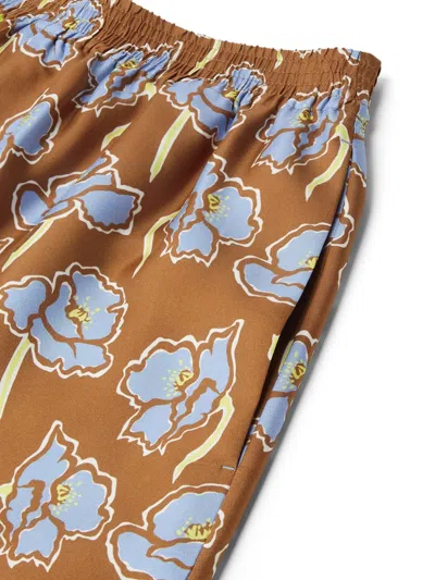 Versace Elastic Waistband Floral Print Shorts In 5n630 Print