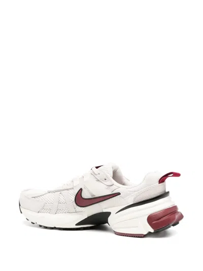 Nike V2k Run Glitter Sneakers In White And Red In White