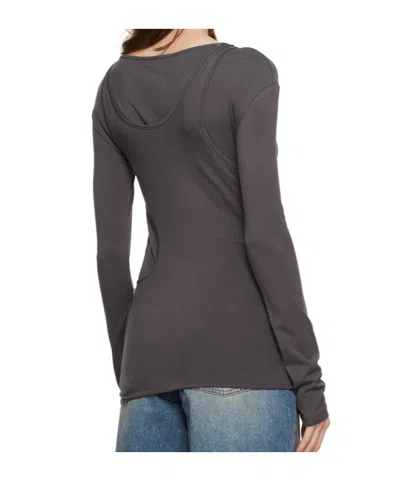 Low Classic Gray Asymmetric Hole Point Long Sleeve T-shirt In Grey