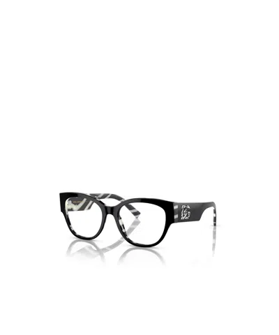 Dolce & Gabbana Eyewear Oval Frame Glasses In 3372 Black On Zebra