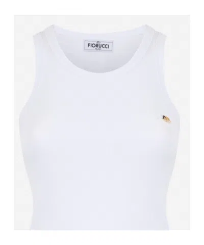 Fiorucci Angel Patch Ribbed Tank Top In White