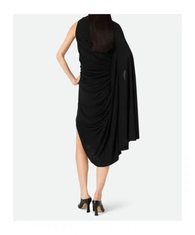 Bottega Veneta Black One-shoulder Draped Midi-dress