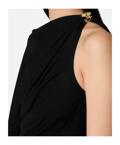 Bottega Veneta Black One-shoulder Draped Midi-dress