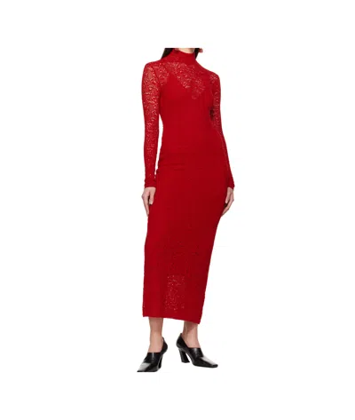 Gabriela Hearst Lethe Pointelle Knit Maxi Dress In Scarlet Red Virgin Wool Silk