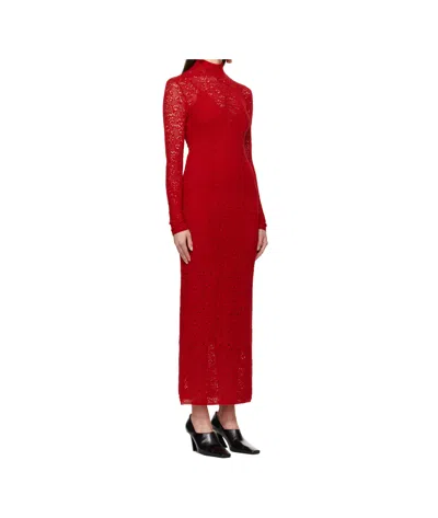 Gabriela Hearst Lethe Pointelle Knit Maxi Dress In Scarlet Red Virgin Wool Silk