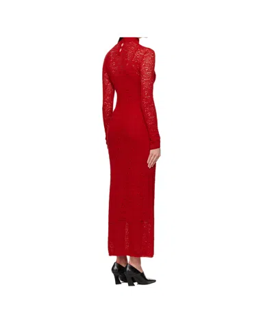 Gabriela Hearst Lethe Pointelle Knit Maxi Dress In Scarlet Red Virgin Wool Silk