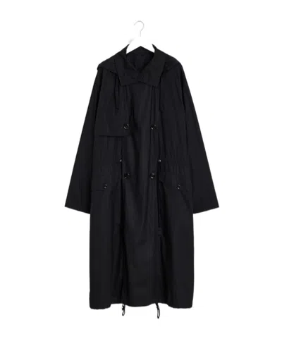 Lemaire Wool Coat In Bk Black