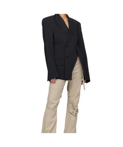 Ottolinger Navy Oversize Split Blazer In Navy Blue Stripe