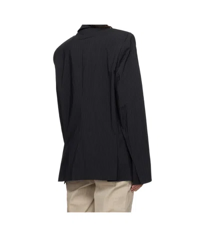 Ottolinger Navy Oversize Split Blazer In Navy Blue Stripe