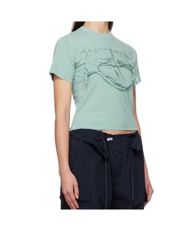 Ottolinger Blue Distressed Fitted T-shirt In Green