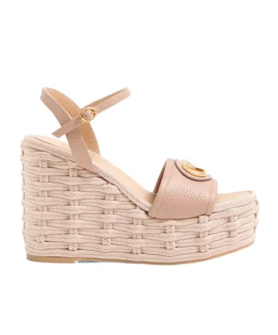 Valentino Garavani Wedge Espadrillas Vlogo Signature T. 45 In Pink