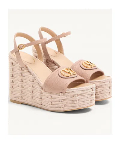 Valentino Garavani Wedge Espadrillas Vlogo Signature T. 45 In Pink