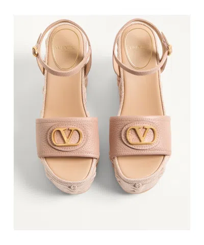 Valentino Garavani Wedge Espadrillas Vlogo Signature T. 45 In Pink