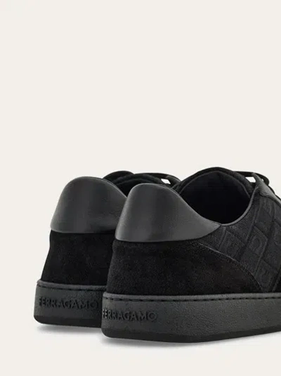 Ferragamo Achille Leather And Suede Sneakers In Black